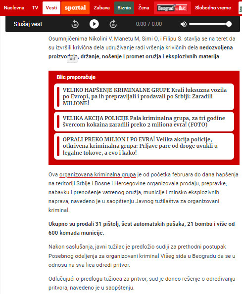 Serbia-avmp/Pala-grupa-koja-je-ilegalno-prodavala-oruzje-i-bombe-medu-uhapsenima-i-zena1