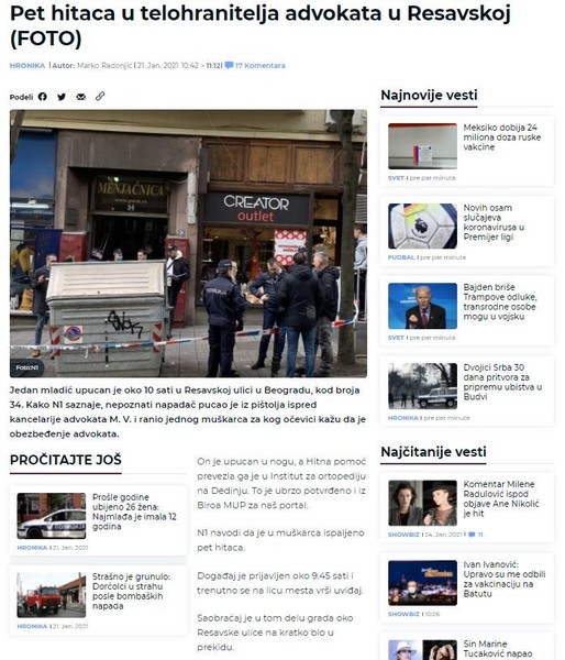 Serbia-avmp/Pet-hitaca-u-telohranitelja-advokata-u-Resavskoj