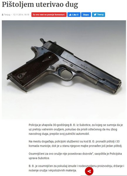 Serbia-avmp/Pistoljem-uterivao-dug
