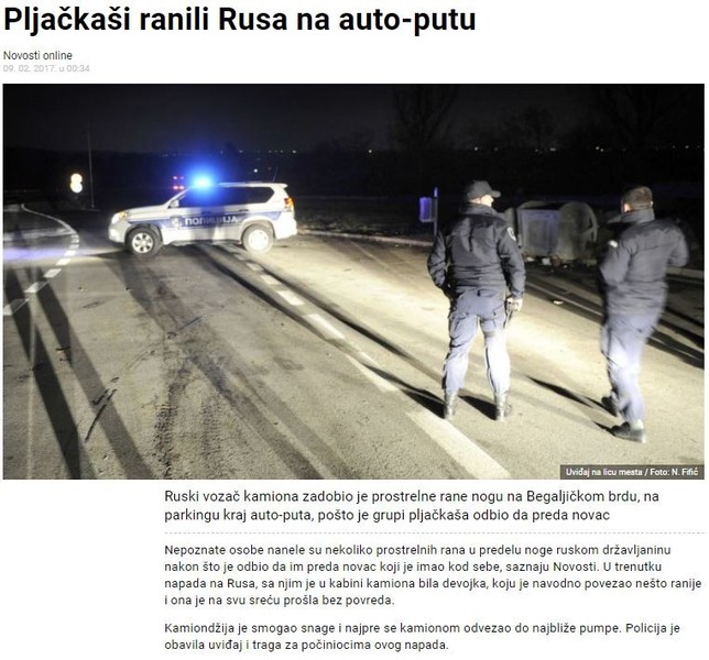 Serbia-avmp/Pljackasi-ranili-Rusa-na-auto-putu