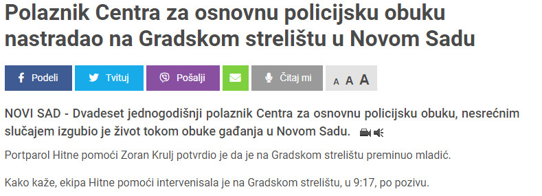 Serbia-avmp/Polaznik-Centra-za-osnovnu-policijsku-obuku-nastradao-na-Gradskom-strelistu-u-