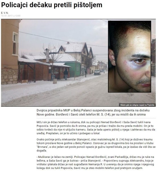 Serbia-avmp/Policajci-decaku-pretili-pistoljem