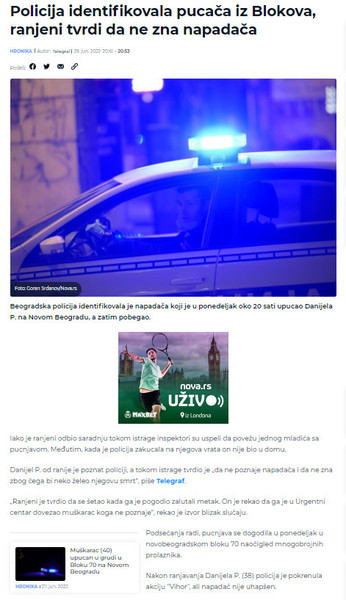 Serbia-avmp/Policija-identifikovala-pucaca-iz-Blokova-ranjeni-tvrdi-da-ne-zna-napadaca
