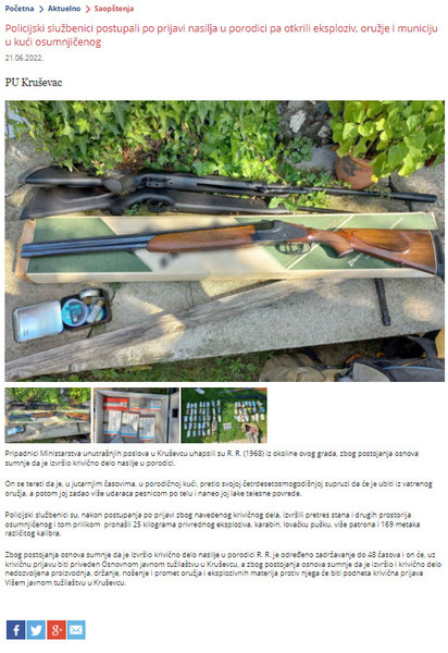Serbia-avmp/Policijski-sluzbenici-postupali-po-prijavi-nasila-u-porodici-pa-otkrili-eksplo