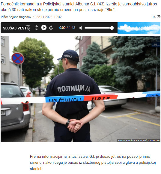 Serbia-avmp/Pomocnik-komandira-policije-se-ubio-na-poslu