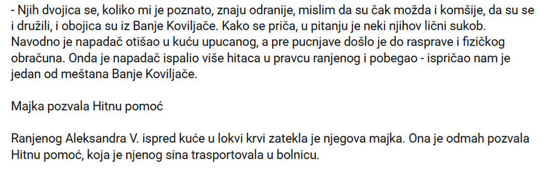 Serbia-avmp/Posvadao-se-sa-prijateljem-pa-potegao-pistolj-Majka-zatekla-sina-u-lokvi-krvi-nakon-pucnjave-u-Banji-Koviljaci_2
