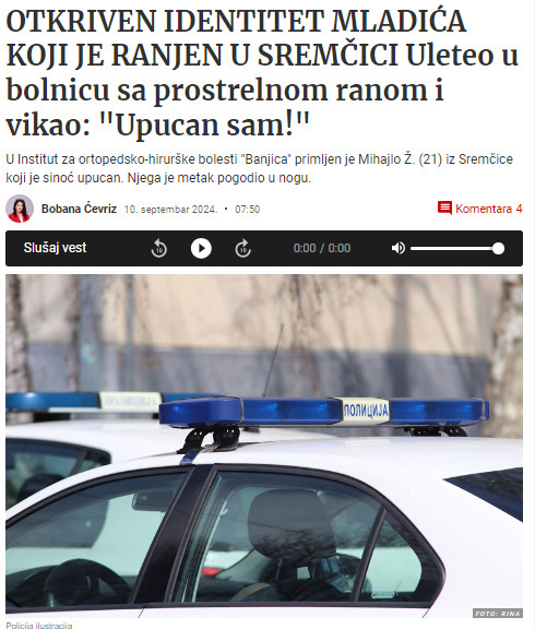 Serbia-avmp/Poznat-identitet-muskarca-koji-je-ranjen-u-Sremcici---Blic