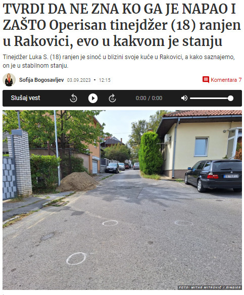 Serbia-avmp/Poznato-stanje-tinejdzera-koji-je-upucan-ispred-kuce-u-Rakovici