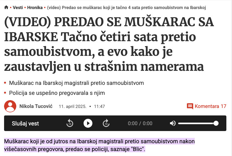 Serbia-avmp/Predao-se-policiji