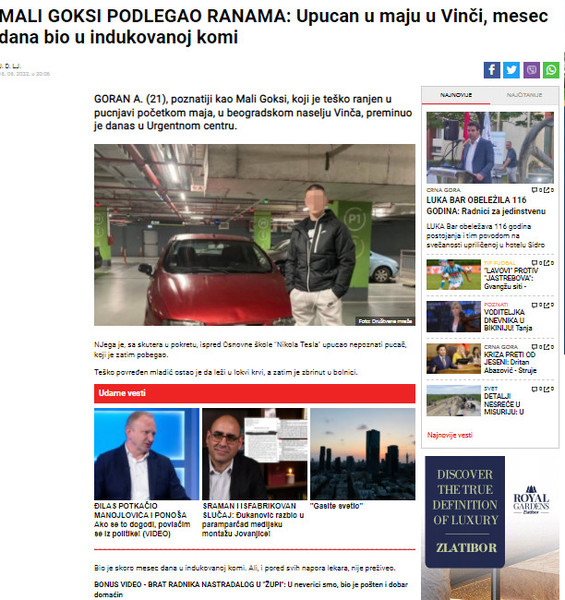 Serbia-avmp/Preminuo-Mali-Goksi-upucan-u-Vinci