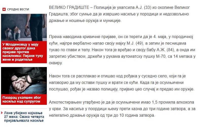 Serbia-avmp/Pretukao-majku-a-onda-njoj-i-babi-pretio-kalasnjikovim-2