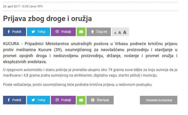 Serbia-avmp/Prijava-zbog-droge-i-oruzja