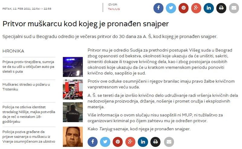 Serbia-avmp/Pritvor-muskarcu-kod-kojeg-je-pronaden-snajper
