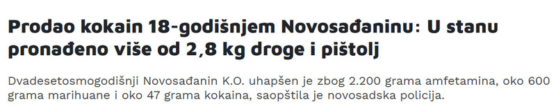 Serbia-avmp/Prodao-kokain-18-godisnjem-Novosadaninu-U-stanu-pronadeno-vise-od-28-kg-droge-i-pistolj