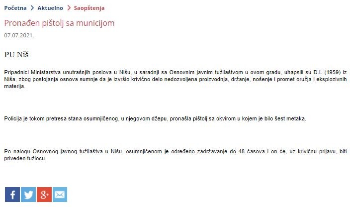 Serbia-avmp/Pronaden-pistolj-sa-municijom
