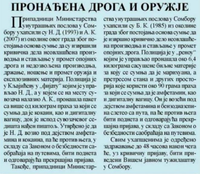 Serbia-avmp/Pronadena-droga-i-oruzje