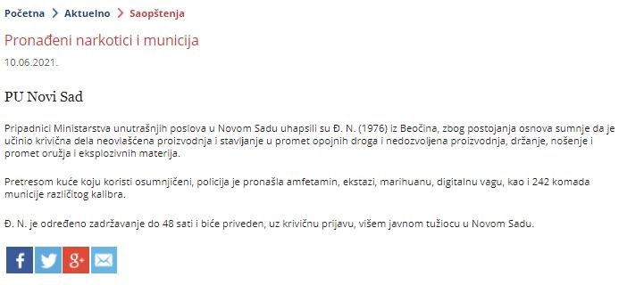 Serbia-avmp/Pronadeni-narkotici-i-municija