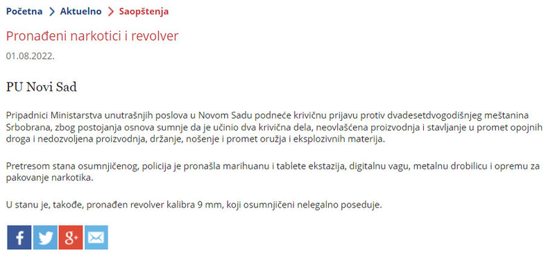 Serbia-avmp/Pronadeni-narkotici-i-revolver