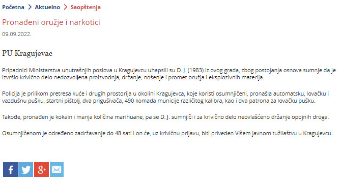 Serbia-avmp/Pronadeni-oruzje-i-narkotici