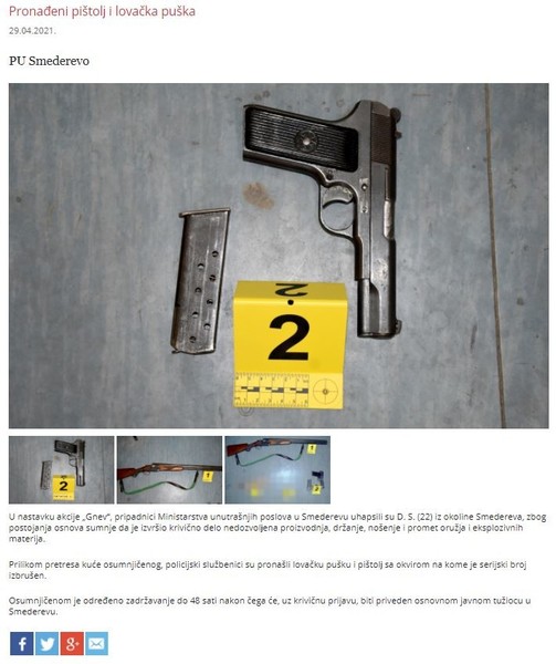Serbia-avmp/Pronadeni-pistol-i-lovacka-puska