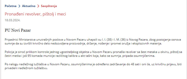 Serbia-avmp/Pronadeni-revolver-pistol-i-meci