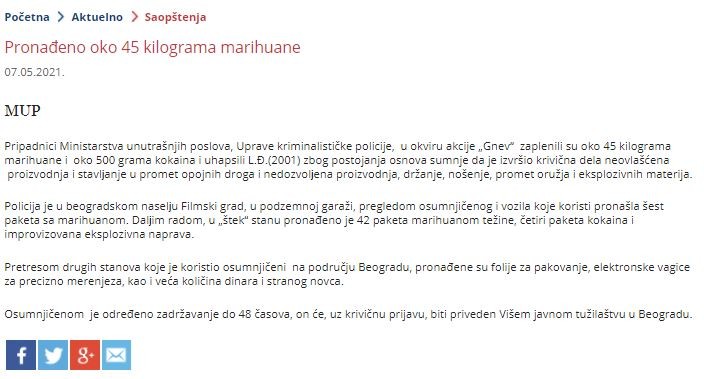 Serbia-avmp/Pronadeno-oko-45-kilograma-marihuane