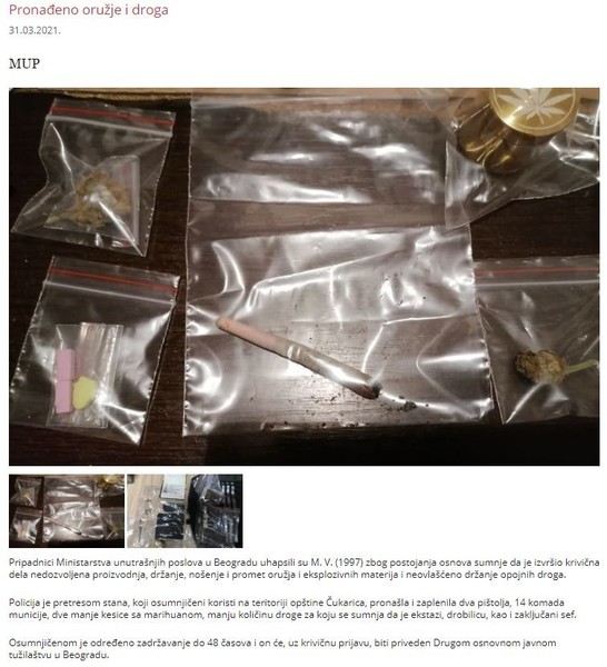 Serbia-avmp/Pronadeno-oruzje-i-droga-na-Cukarici