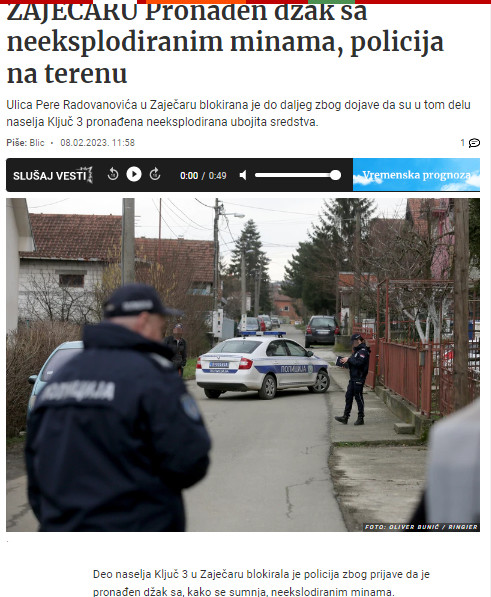 Serbia-avmp/Pronadjen-dzak-sa-neeksplodiranim-minama