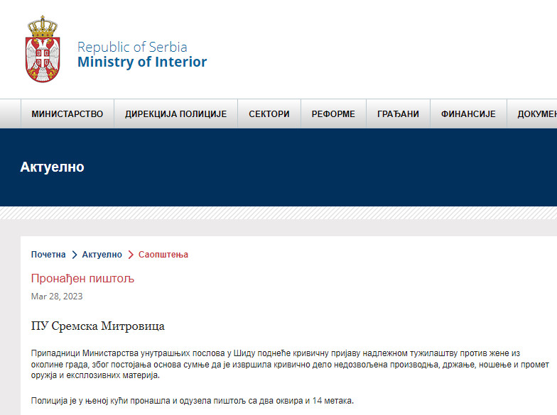 Serbia-avmp/Pronadjen-pistolj_1