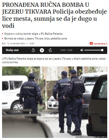 Serbia-avmp/Pronadjena-rucna-bomba