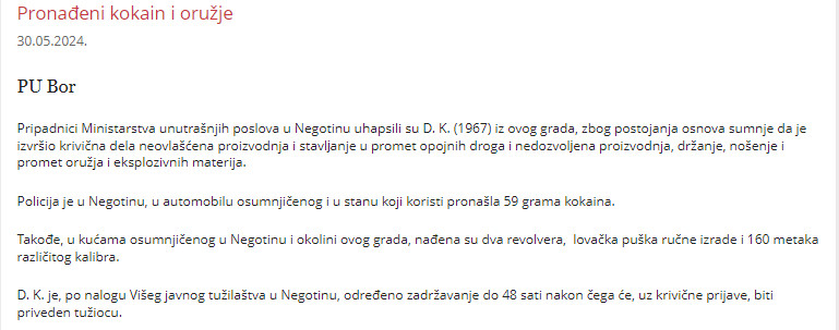Serbia-avmp/Pronadjeni-kokain-i-oruzje