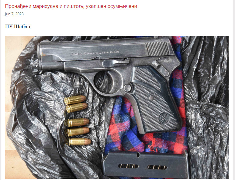 Serbia-avmp/Pronadjeni-marihuana-i-pistolj