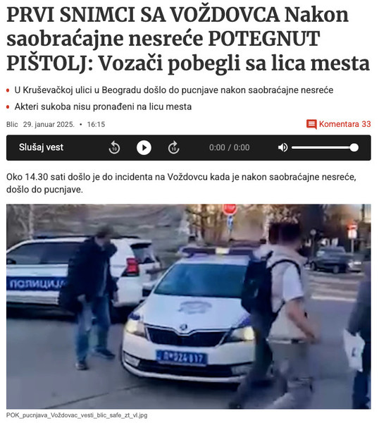 Serbia-avmp/Prvi-snimci-sa-Vozdovca_-Nakon-saobracajne-nesrece-potegnut-pistolj---Blic