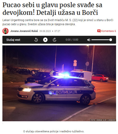 Serbia-avmp/Pucao-sebi-u-glavu-posle-svade-sa-devojkom-Detalji-uzasa-u-Borci