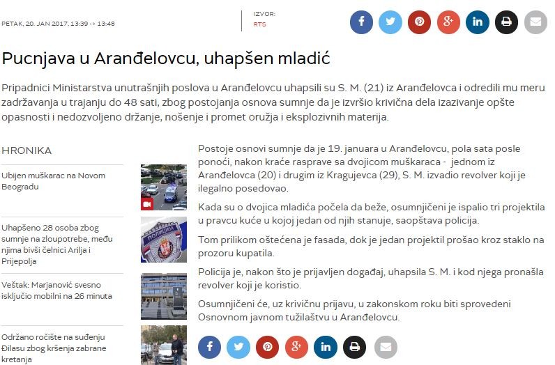 Serbia-avmp/Pucnjava-u-Arandelovcu-uhapsen-mladic