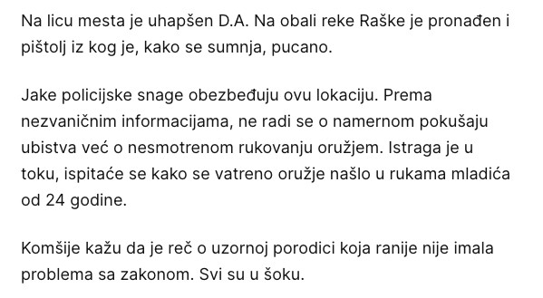 Serbia-avmp/Pucnjava-u-Novom-Pazaru-brat-slucajno-ranio-sestru-_-Mondo1