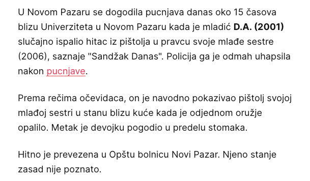Serbia-avmp/Pucnjava-u-Novom-Pazaru-brat-slucajno-ranio-sestru-_-Mondo