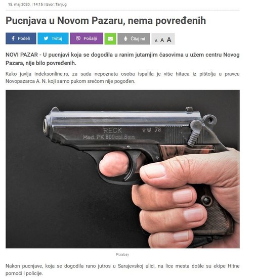 Serbia-avmp/Pucnjava-u-Novom-Pazaru-nema-povredjenih