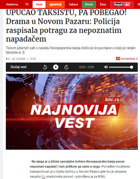 Serbia-avmp/Pucnjava-u-Novom-Pazaru_-Nepoznati-napadac-pucao-na-taksistu-i-ranio-ga-u-nog