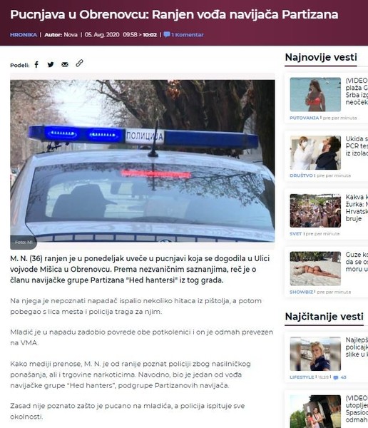Serbia-avmp/Pucnjava-u-Obrenovcu_-Ranjen-voda-navijaca-Partizana