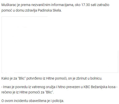 Serbia-avmp/Pucnjava-u-Padinskoj-Skeli-ranjen-muskarac1