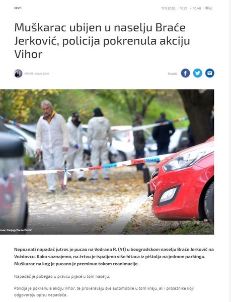 Serbia-avmp/Pucnjava-u-naselju-Brace-Jerkovic