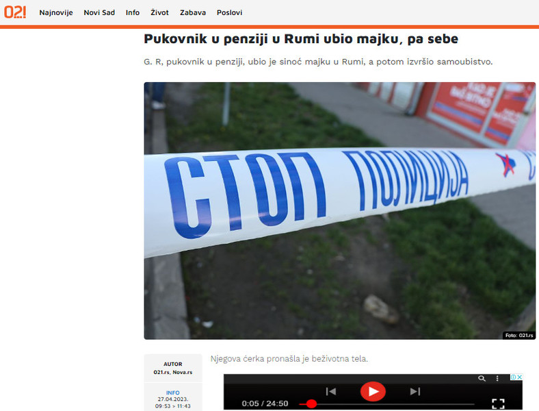 Serbia-avmp/Pukovnik-u-penziji-ubio-majku-pa-sebe