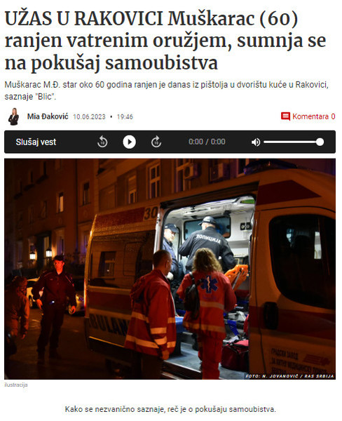 Serbia-avmp/Rakovica-pokusaj-samobistva