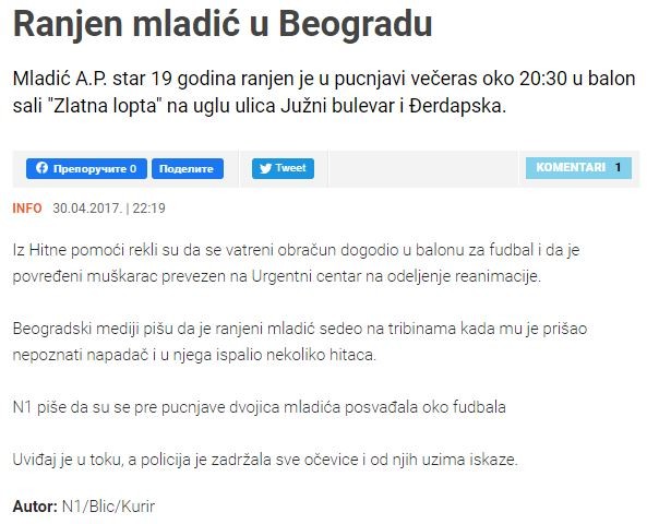 Serbia-avmp/Ranjen-mladic-u-Beogradu