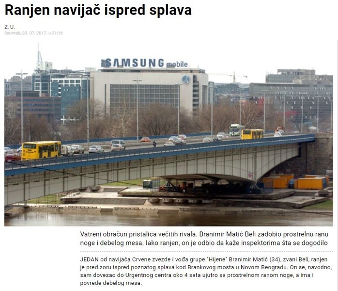 Serbia-avmp/Ranjen-navijac-ispred-splava