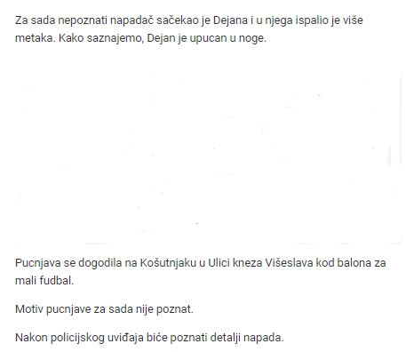 Serbia-avmp/Sacekusa-na-Kosutnjaku-u-Dejana-ispaljeno-vise-hitaca1