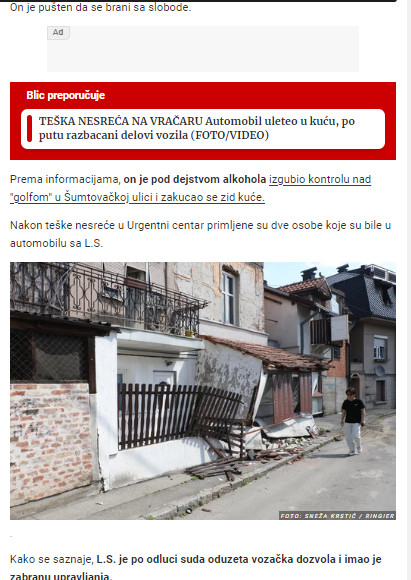 Serbia-avmp/Saslusan-bahati-i-pijani-vozac-iz-Sumatovacke-ulice_-Zakucao-se-u-zid-kuce-u-k_1