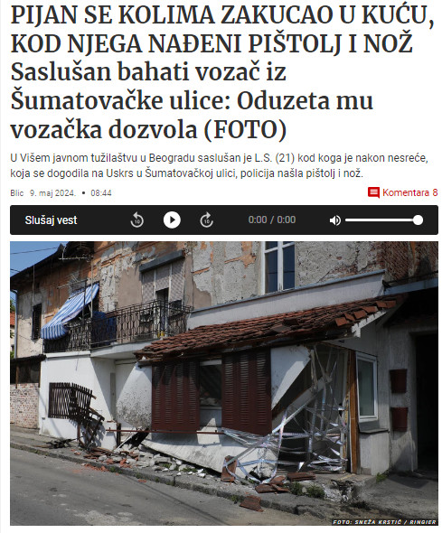Serbia-avmp/Saslusan-bahati-i-pijani-vozac-iz-Sumatovacke-ulice_-Zakucao-se-u-zid-kuce-u-k