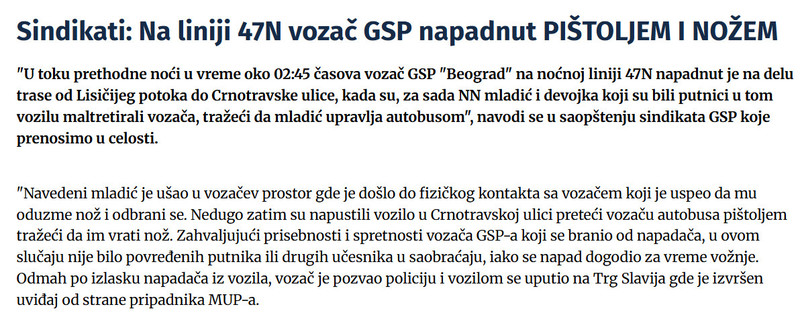 Serbia-avmp/Sindikati-Na-liniji-47N-vozac-GSP-napadnut-PISTOLJEM-I-NOZEM